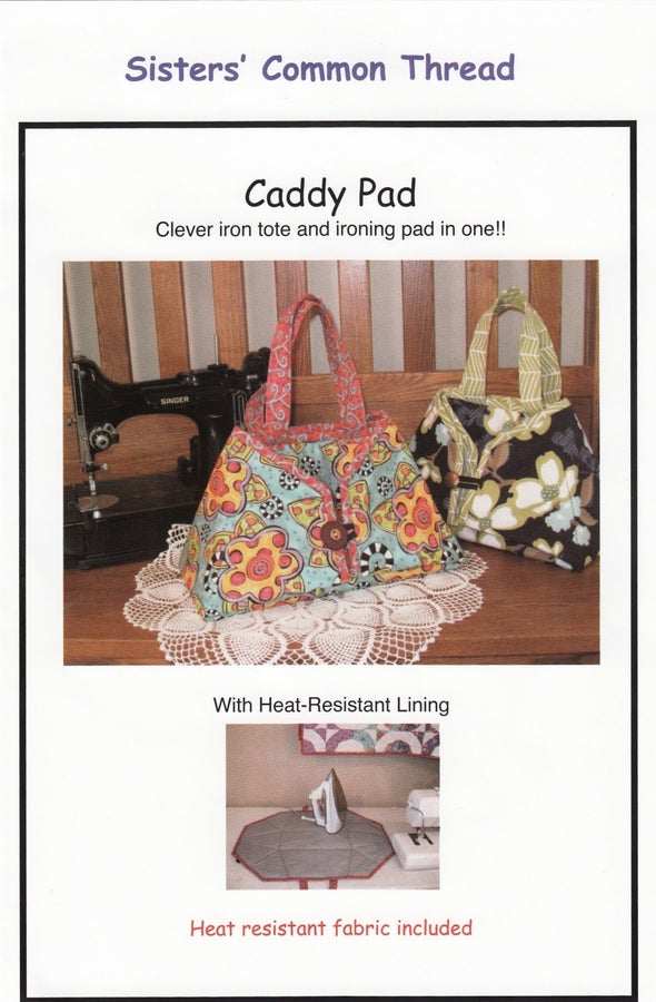 Full size caddy pad with printed pattern, heat-resistant lining, and tote design for ironing and storage.