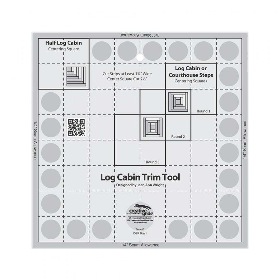 Creative Grids Log Cabin trim Tool for precise 8-inch block quilting measurements and cutting