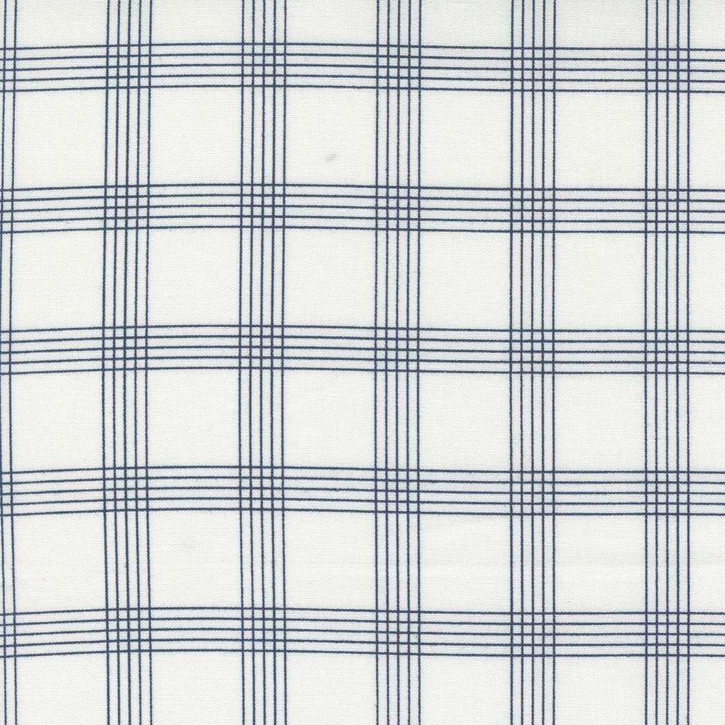 Nantucket Summer cream navy plaid check fabric by Camille Rosekelly for Moda
