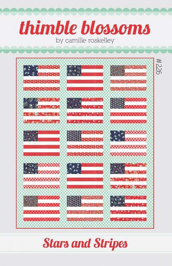 Stars & Stripes Quilt Pattern by Thimble Blossoms with patriotic flag-inspired design and easy piecing instructions