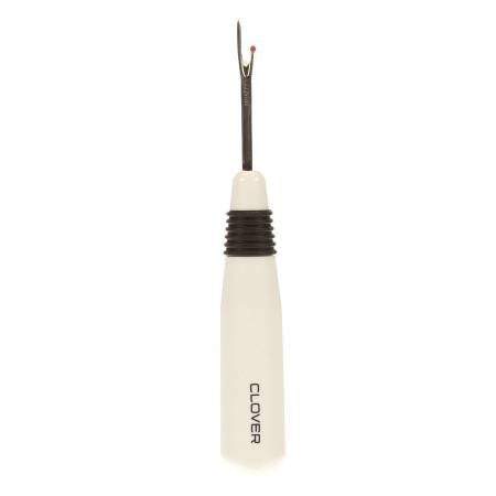 Clover Seam Ripper with slim tip and non-slip handle for cutting fabric threads and seams