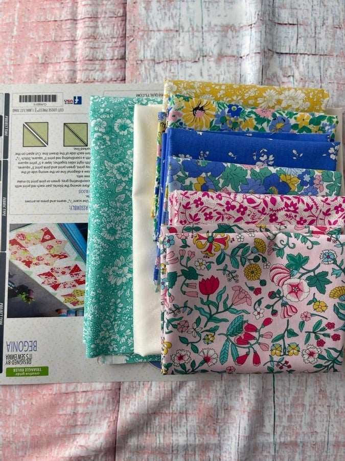 Begonia Table Runner Kit with Flower Show Sunrise Liberty Fabrics and pattern by Cut Loose Press and It's Sew Emma