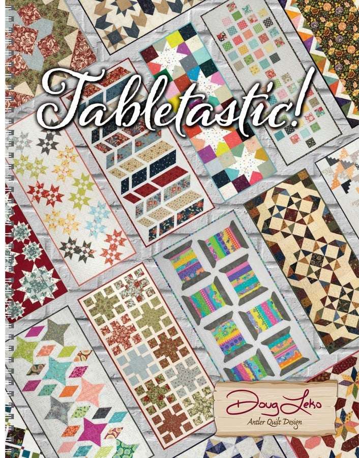Tabletastic quilt book cover showing 20 table runner and topper patterns in various colorways
