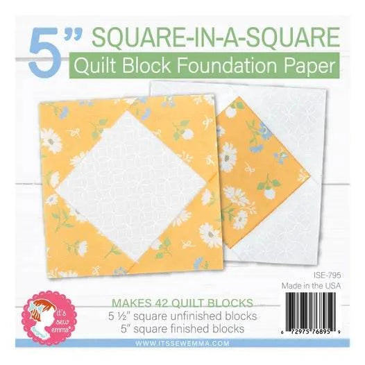 5 inch Square in a Square quilt block foundation paper pad with 42 templates for paper piecing