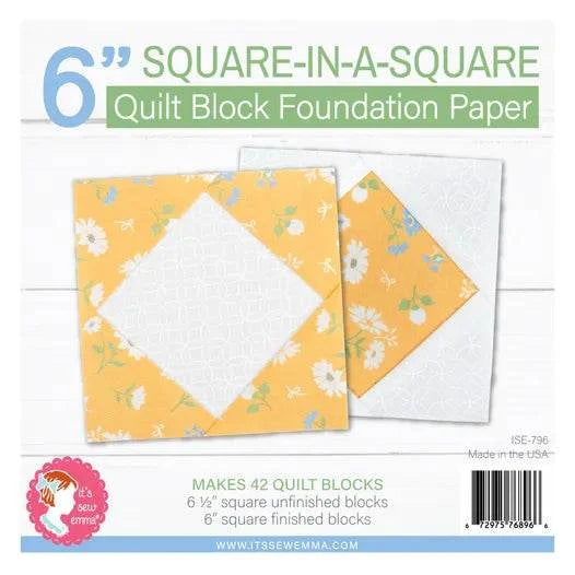 6 inch Square in a Square quilt block foundation paper for paper piecing, makes 42 blocks, 7 inch square size