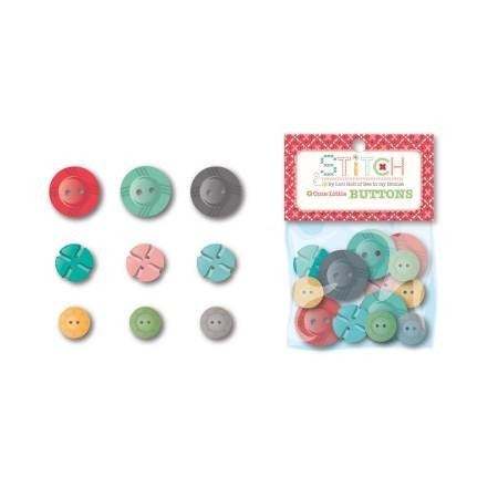 Lori Holt Stitch colorful assorted cute little buttons in three sizes and shapes