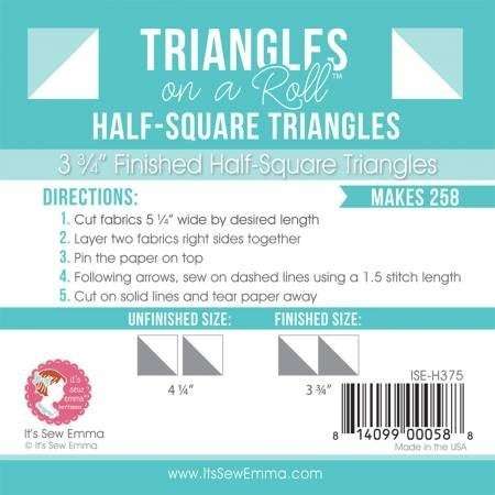 Triangles on a Roll 3.75 inch half-square triangle sewing pattern roll for quilting projects