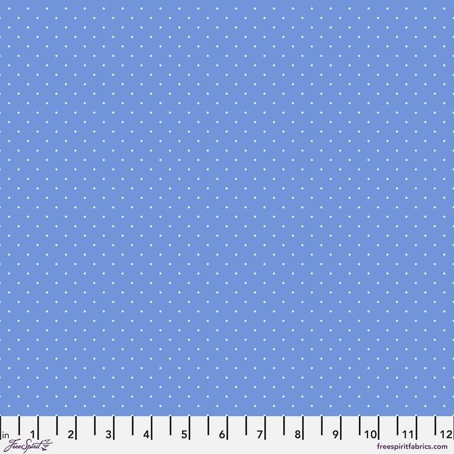 True Colors PWTP185 Bluebell fabric with tiny white dots by Tula Pink for Free Spirit Fabrics