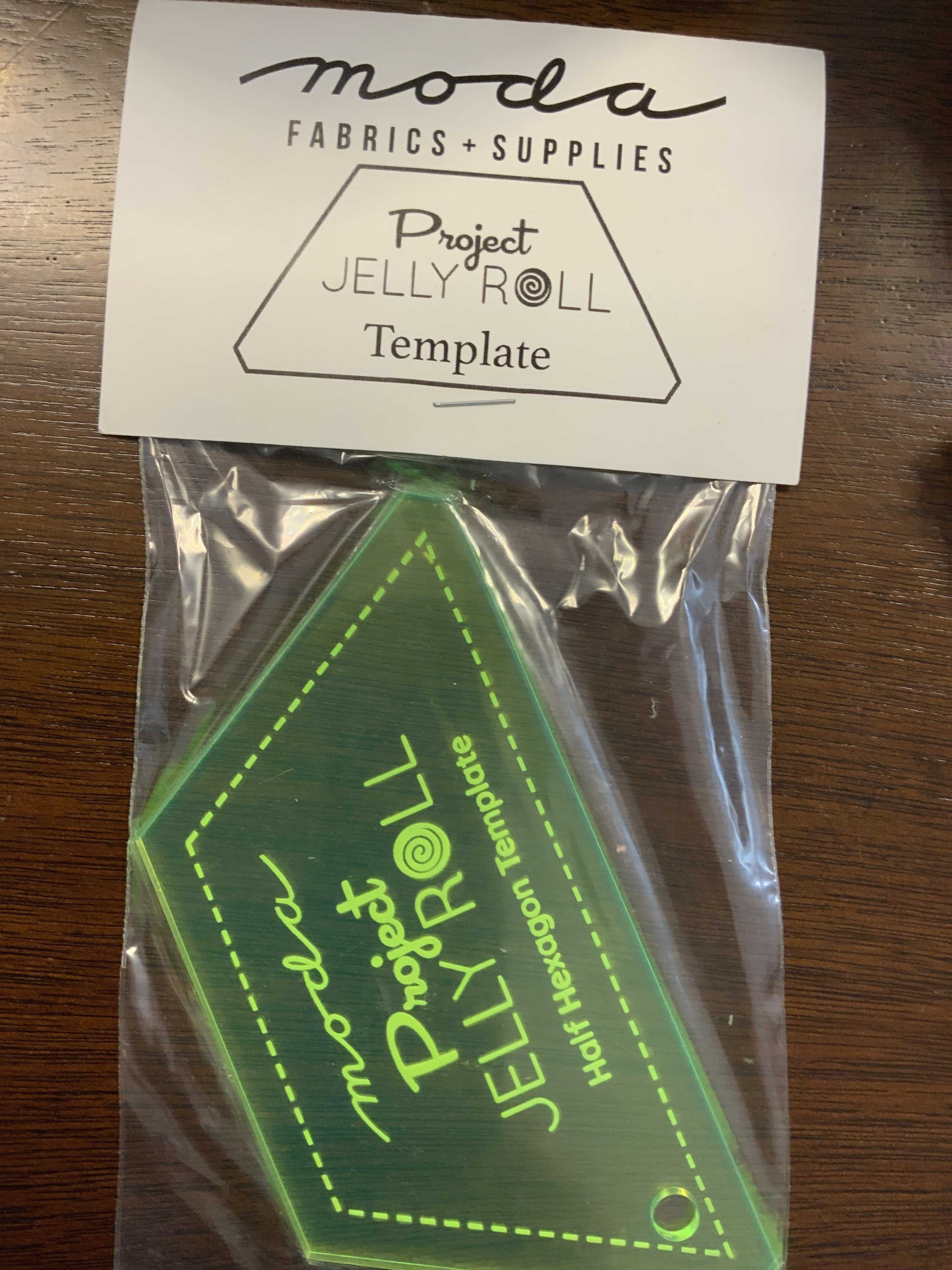 Moda Project Jelly Roll Half Hexi Template green acrylic quilting tool for 2.5 inch strips