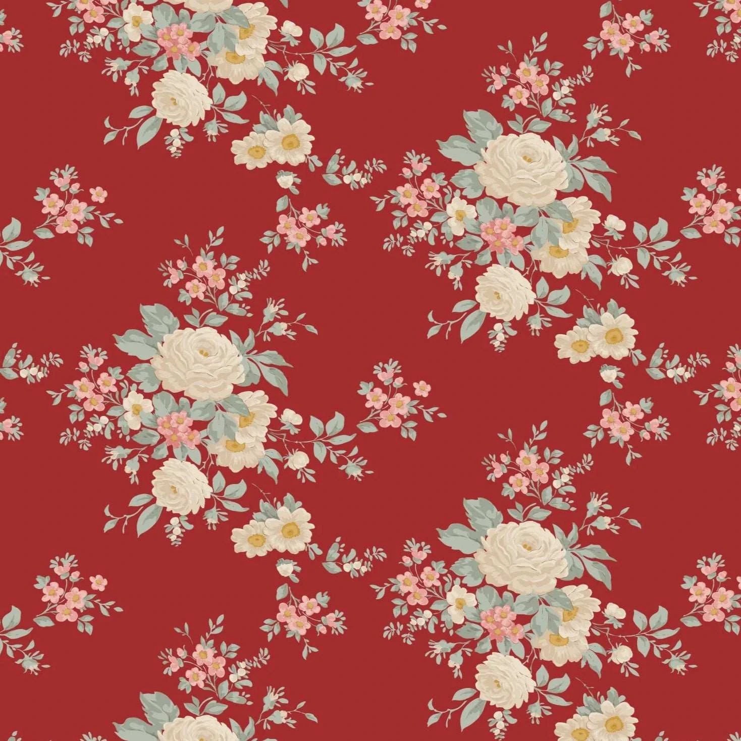 Merry Little Christmas Carol Burgundy fabric TILDA Nordic vintage Christmas design