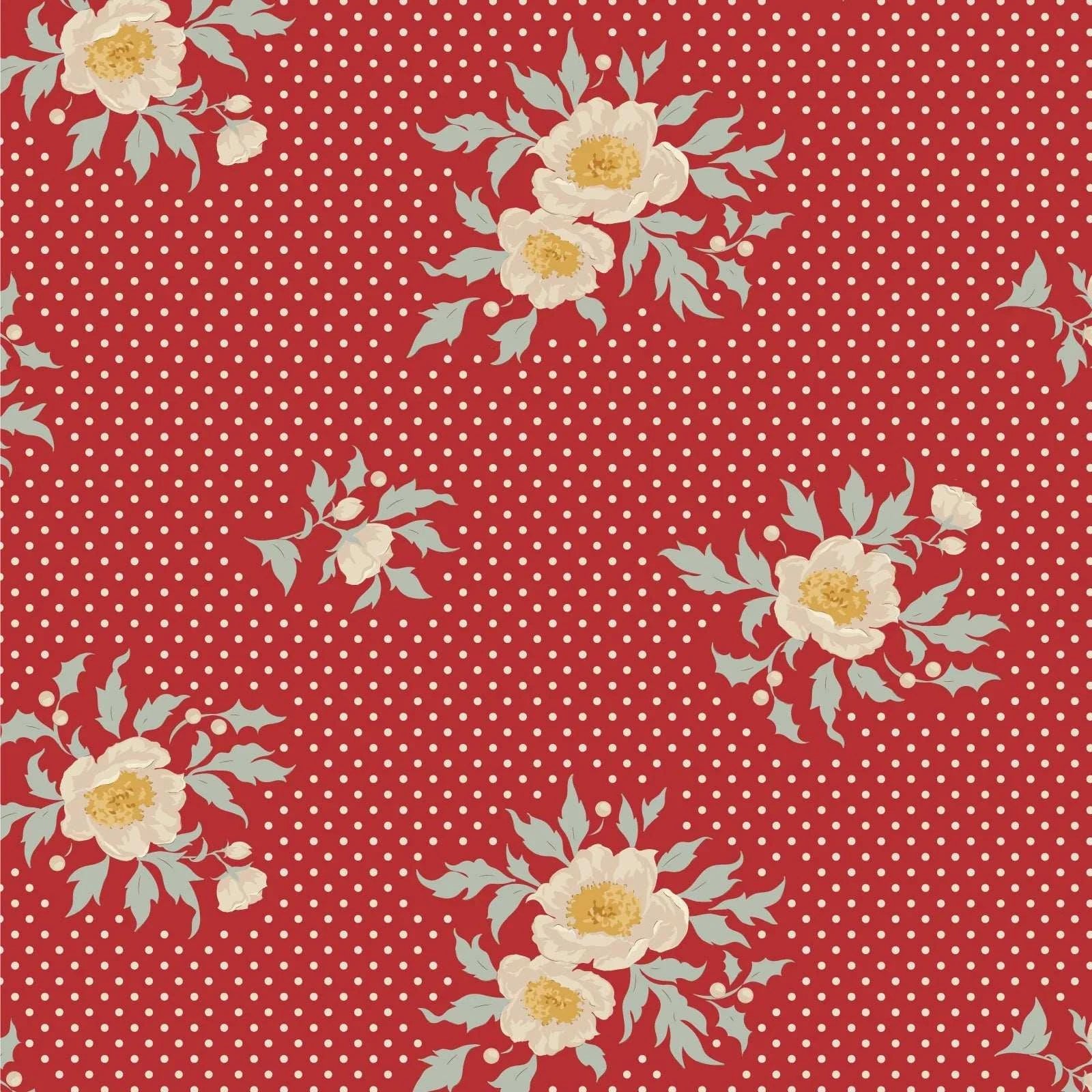 Merry Little Christmas Joy Red fabric from TILDA with nostalgic vintage design