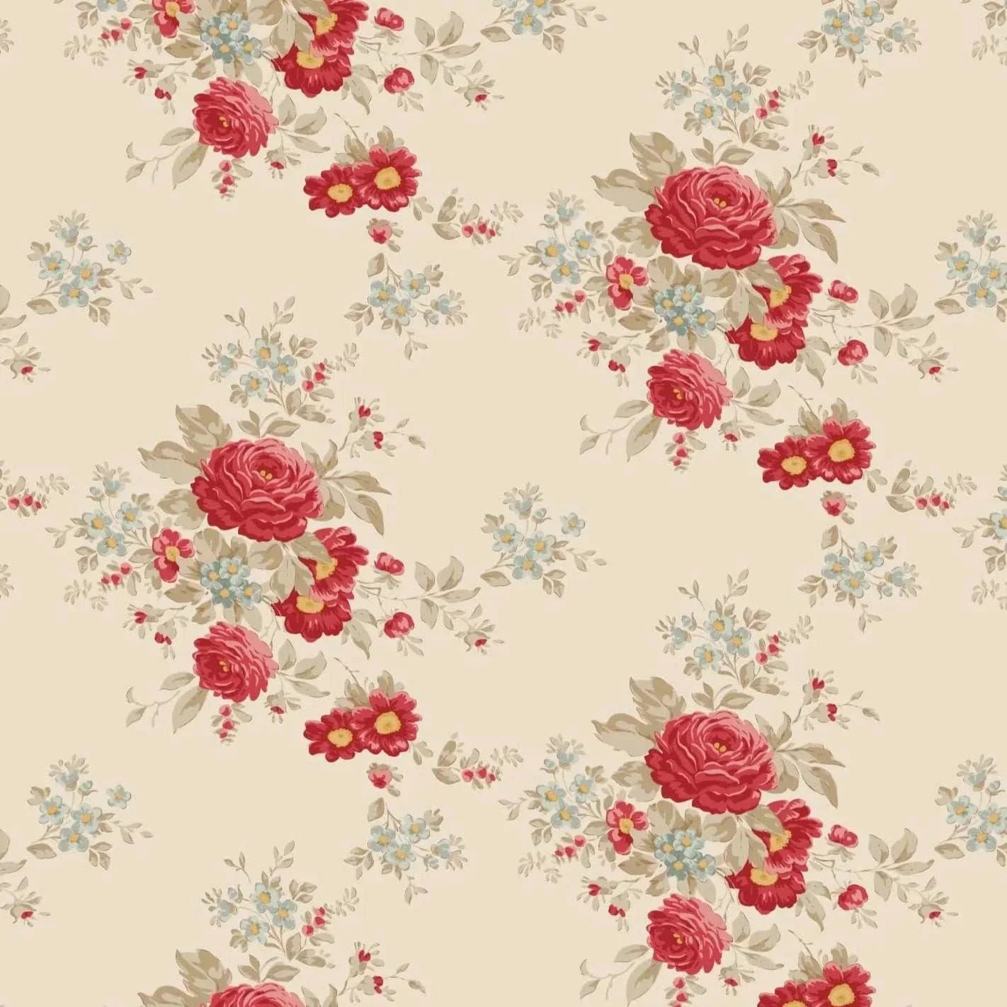 Merry Little Christmas Carol Cream fabric by TILDA with vintage Nordic design sold in half-yard increments