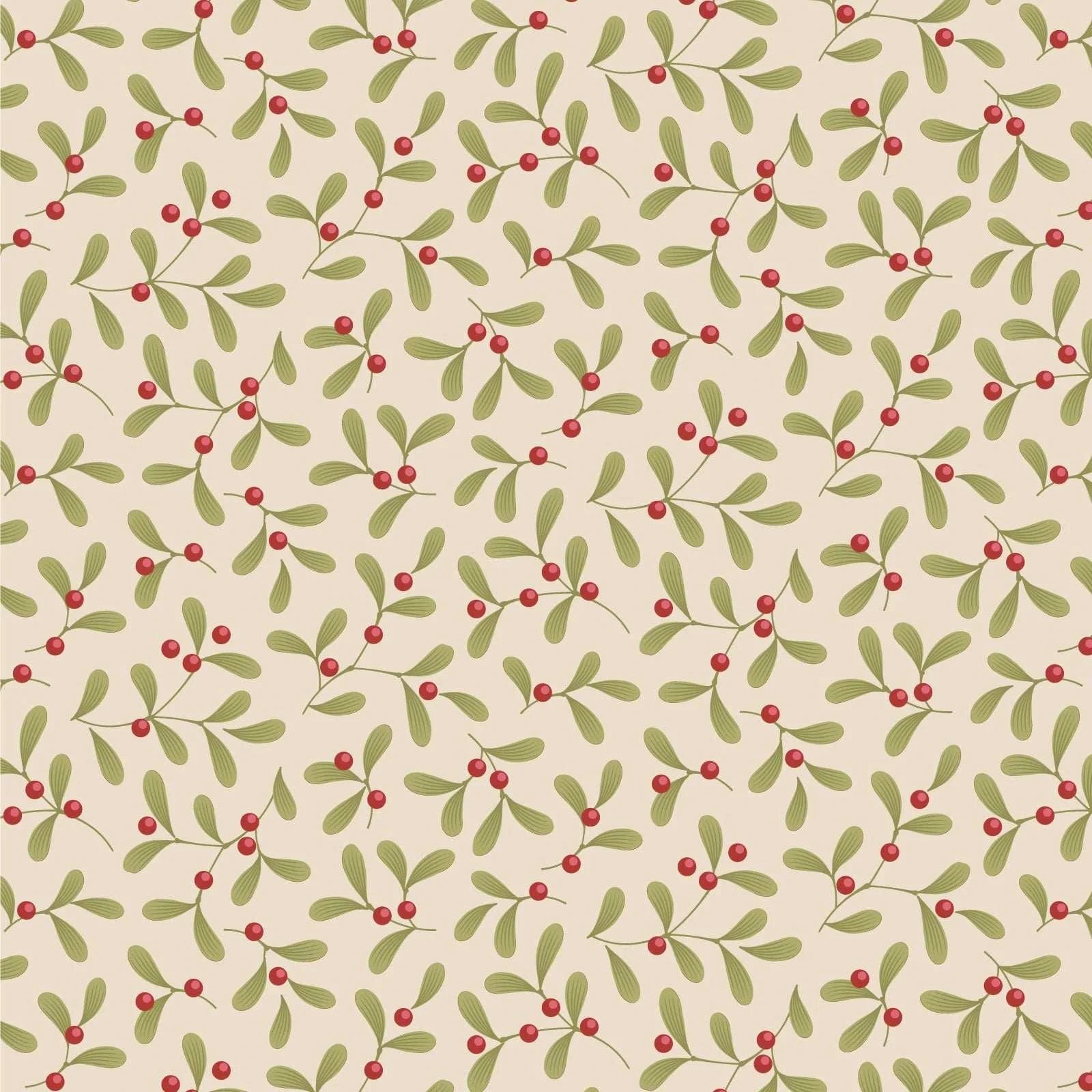 Merry Little Christmas Mistletoe Cream fabric by TILDA with vintage Nordic Christmas design