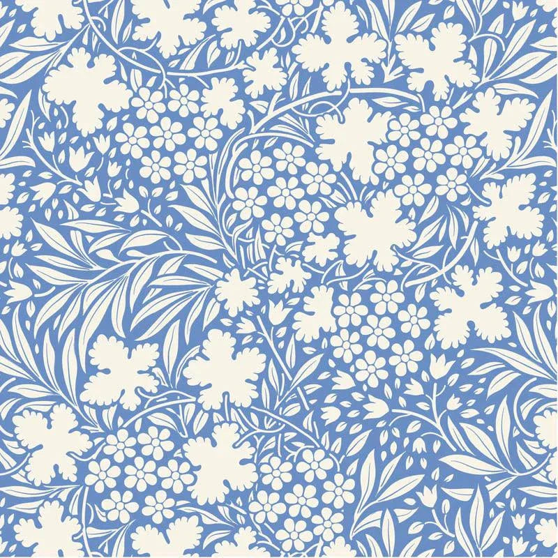 Something Blue Bushbloom Blue Cream fabric by TILDA, floral quilt fabric design