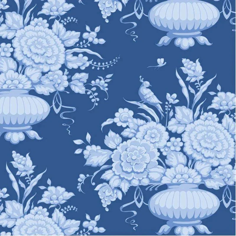 Something Blue Afina Night Denim fabric by TILDA with blue floral pattern, sold in half-yard increments