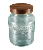 Wide mouth Fiesta tapered round glass jar with wooden lid, 110oz storage container by Grant Howard
