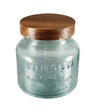 Clear wide mouth glass jar with wood lid 80oz by Grant Howard, ideal for storage and organization