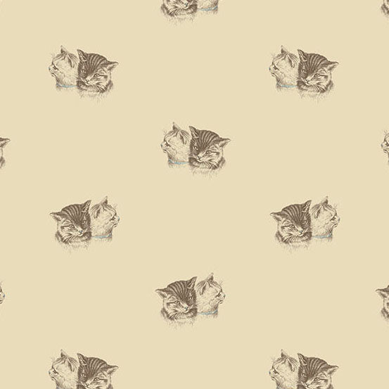 Hazelmont Farm Shirtings animal inspired oatmeal fabric by Max and Louise, sold in 1/2 yard increments