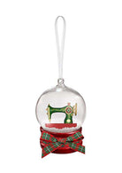 Vintage snowglobe ornament by Moda with sewing theme and holiday charm