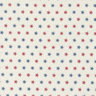 American Gatherings III fabric by Primitive Gatherings with red and blue star pattern on cream background