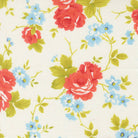 Floral Rosie 108 Wideback fabric in whipped cream with red and blue flowers by Joanna Figueroa for Moda Fabrics