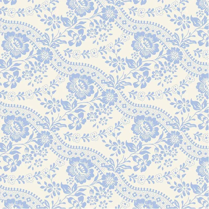 Tilda Something Blue Blenders Celeste Floral Sky fabric with blue and white floral pattern