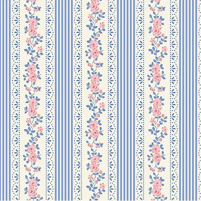 Something Blue Blenders Claramay Stripe Blue fabric by TILDA, preorder shipping June 2026