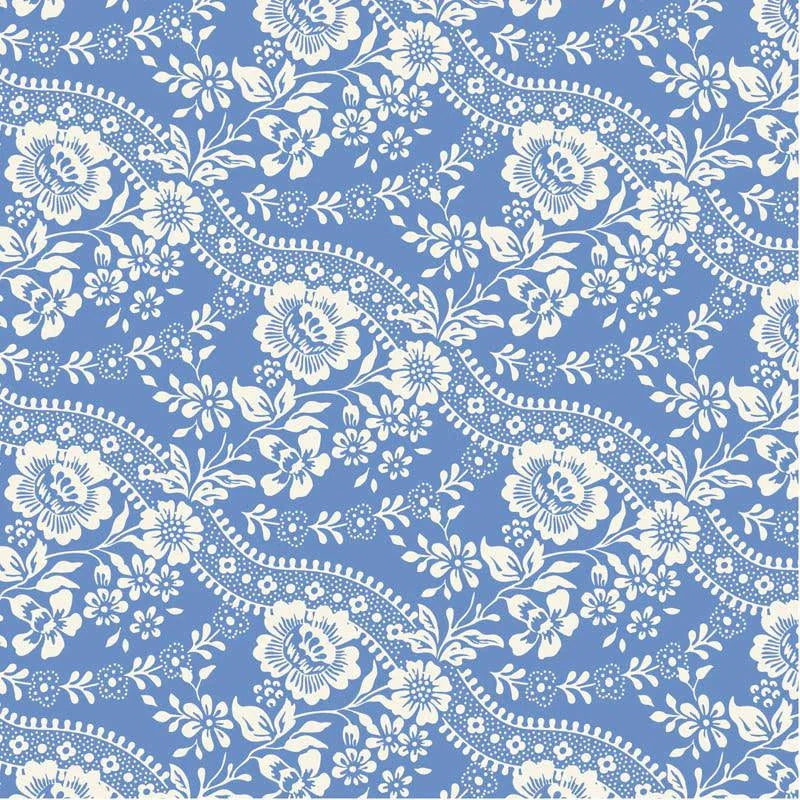 Something Blue Blenders Celeste Floral Blue fabric by Tilda with floral pattern, sold in half-yard increments