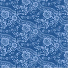 Something Blue Blenders Celeste Floral Denim fabric by TILDA with blue and white floral pattern, sold in half-yard increments