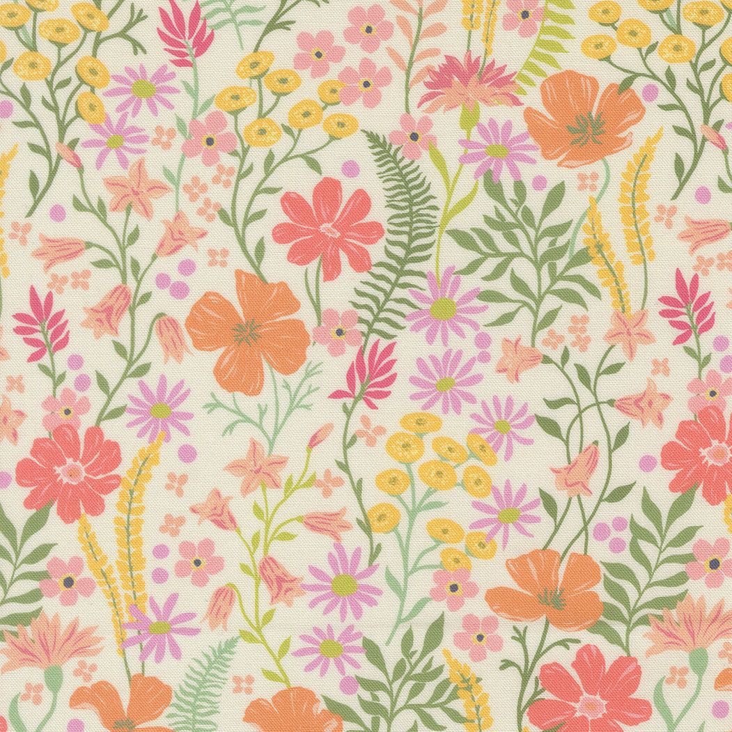 Cannon Beach Coastal Blooms fabric with cream blush floral design by Crystal Manning for Moda Fabrics