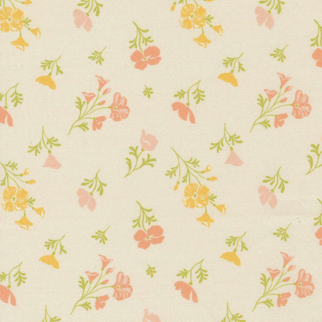 Cannon Beach Astoria Florals cream fabric by Crystal Manning for Moda Fabrics with hand-drawn Pacific Northwest florals and soft vintage summer colors