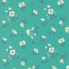 Cannon Beach Astoria Florals Turquoise fabric by Crystal Manning for Moda Fabrics, vibrant coastal floral pattern in turquoise and coral