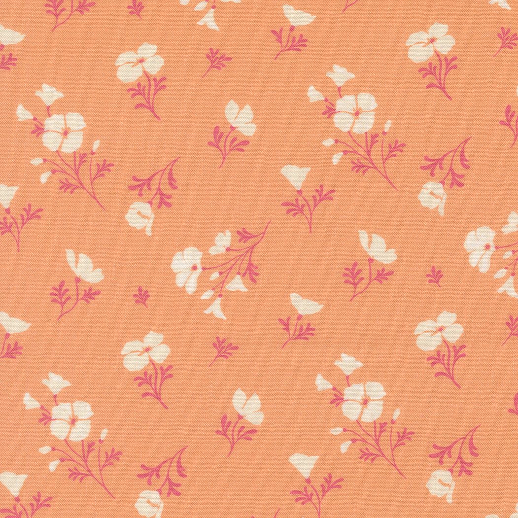 Cannon Beach Astoria Florals Peach fabric by Crystal Manning featuring hand-drawn florals in soft coral and aqua tones