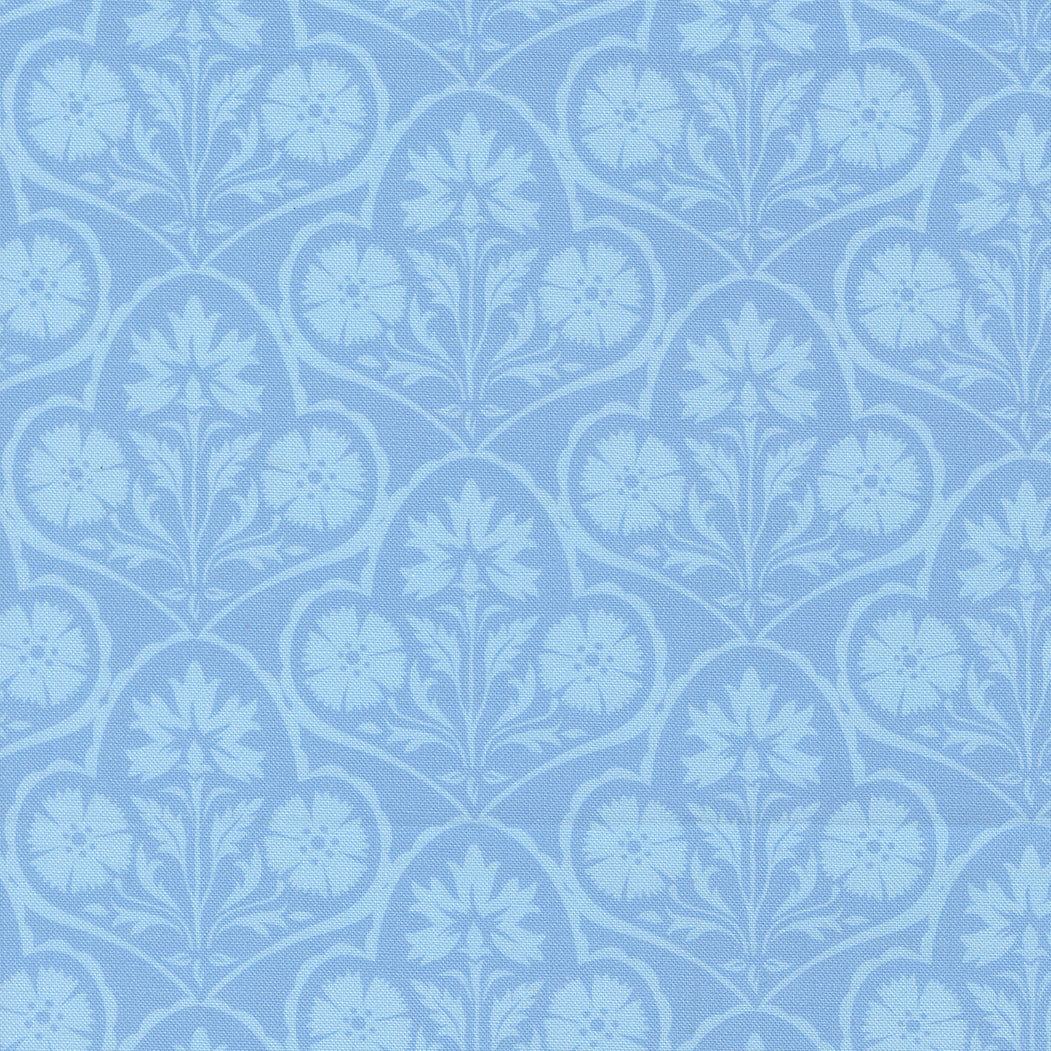 Cannon Beach Copalis Damask Sky fabric by Crystal Manning featuring coastal floral and native plant design in soft vintage summer colors