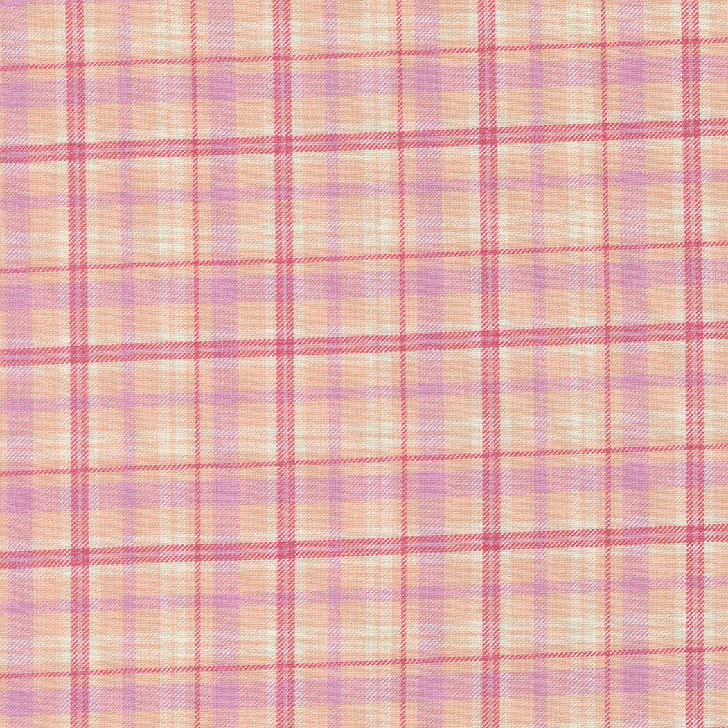 Cannon Beach plaid blush fabric by Crystal Manning for Moda Fabrics with soft coral and aqua tones