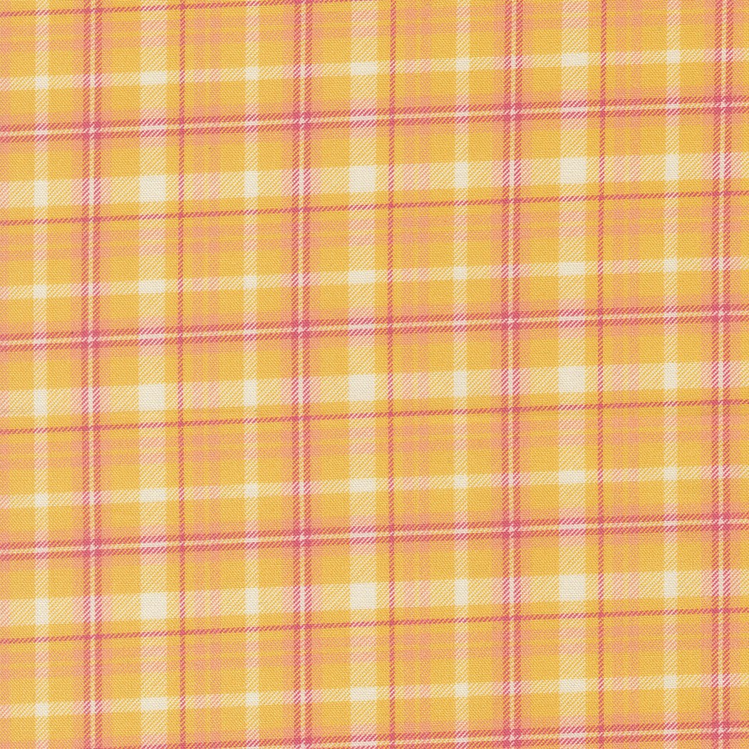 Cannon Beach Plaid Sunshine fabric by Crystal Manning Moda Fabrics with bright floral and plaid design