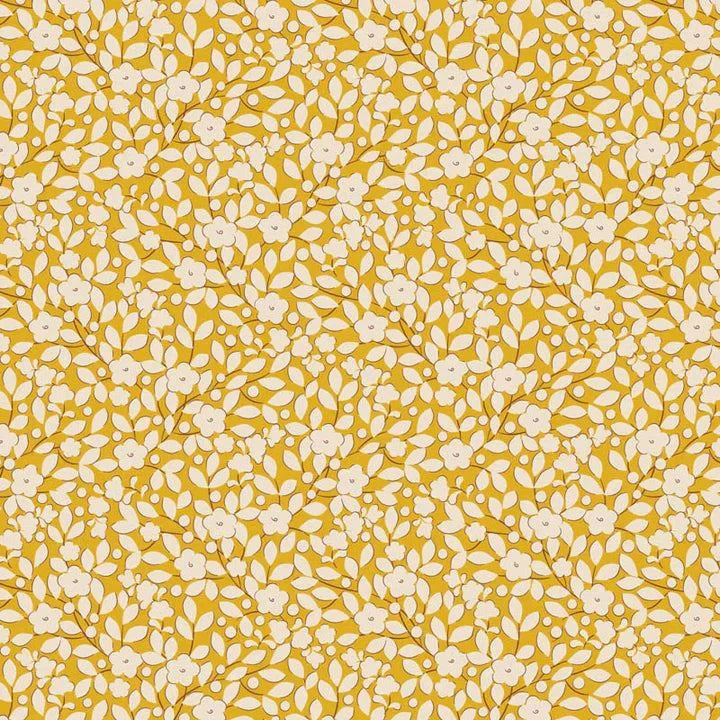 TILDA Creating Memories yellow fabric with white floral pattern sold by half yard