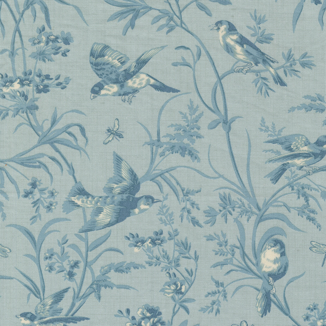 Antoinette by French General for Moda Fabrics - 13950 14 - Aviary De  Trianon Ciel Blue - Sold in 1/2 yard