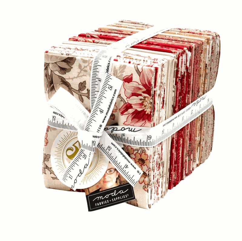 Joie De Vivre 40-piece fat quarter fabric bundle by French General featuring floral cotton quilting fabric