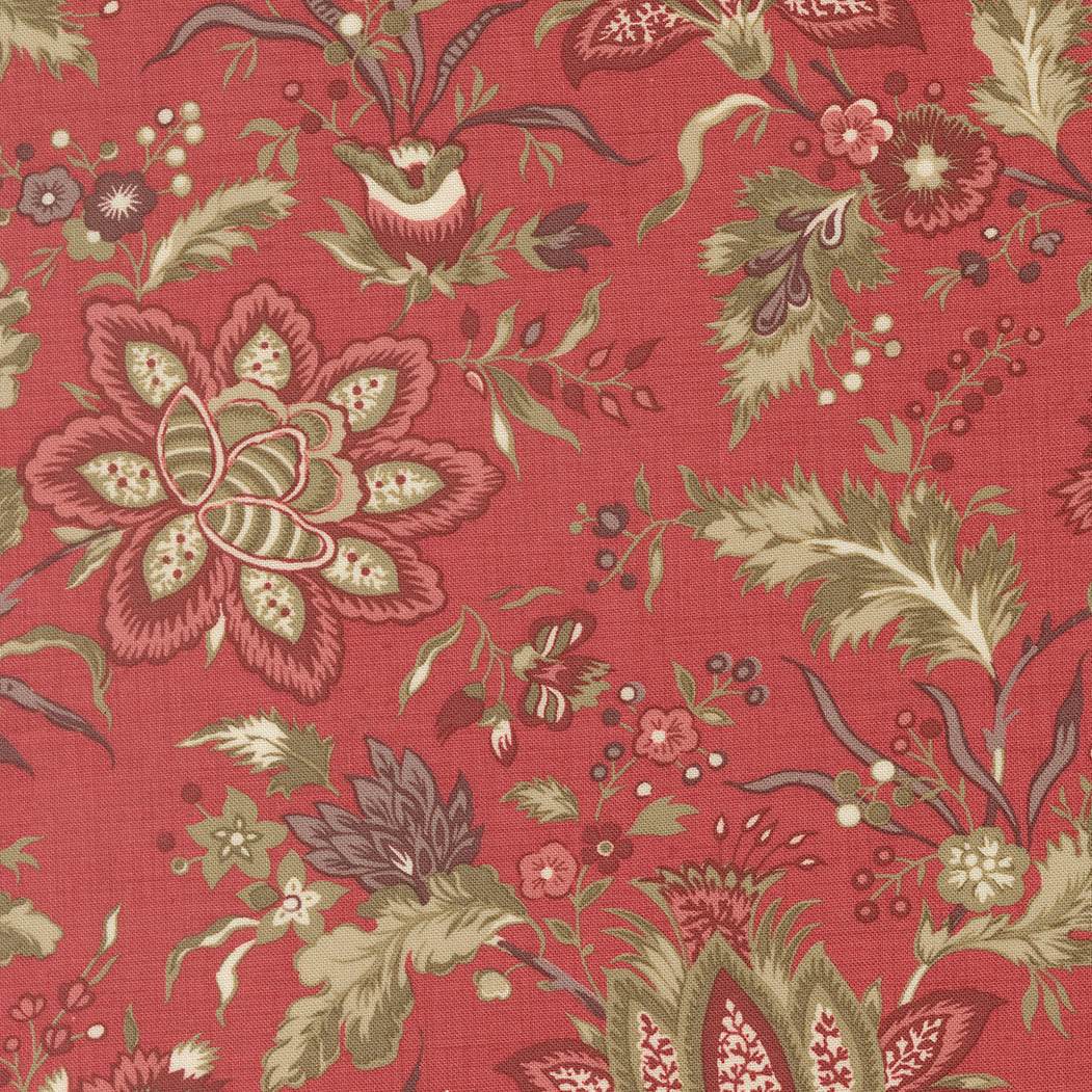 Fleur De Paris Pivoine Florals Garance fabric by French General with 19th-century floral prints on soft Pearl background