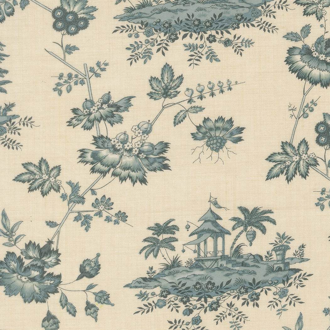 Fleur De Paris Jardinage Florals Pearl French Blue fabric by French General for Moda Fabrics