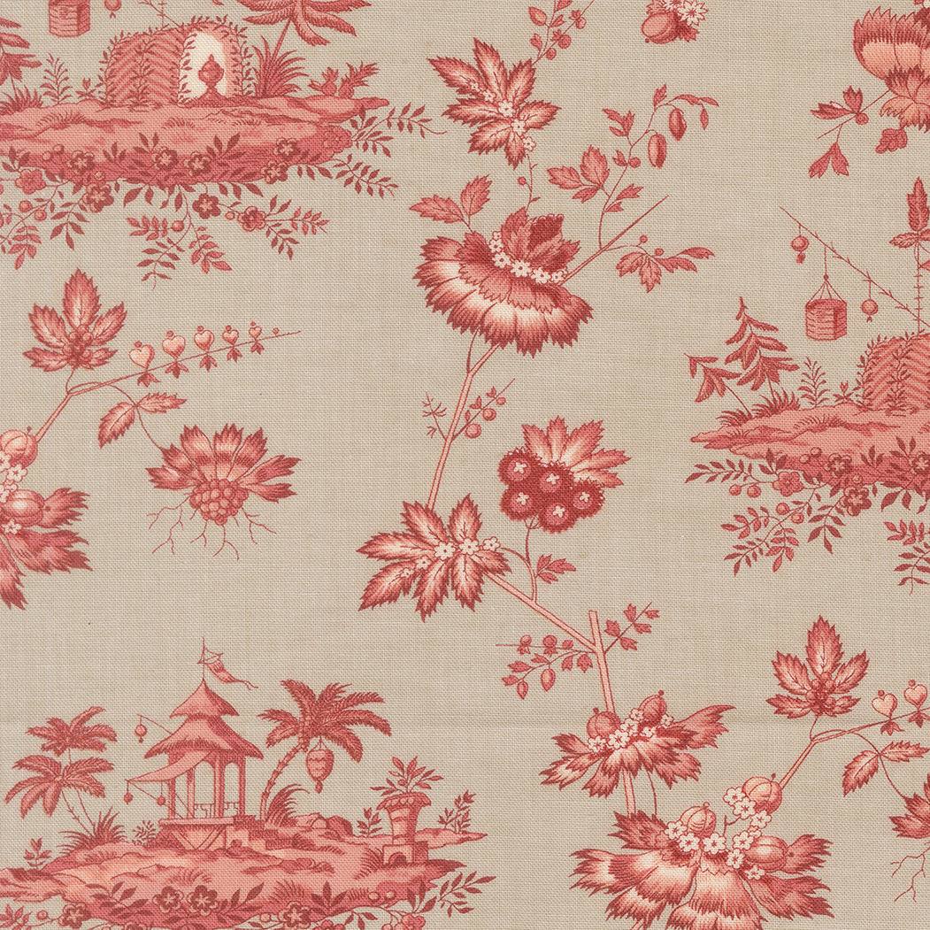 Fleur De Paris Jardinage Florals Smoke fabric by French General for Moda Fabrics in soft pearl with vintage floral prints