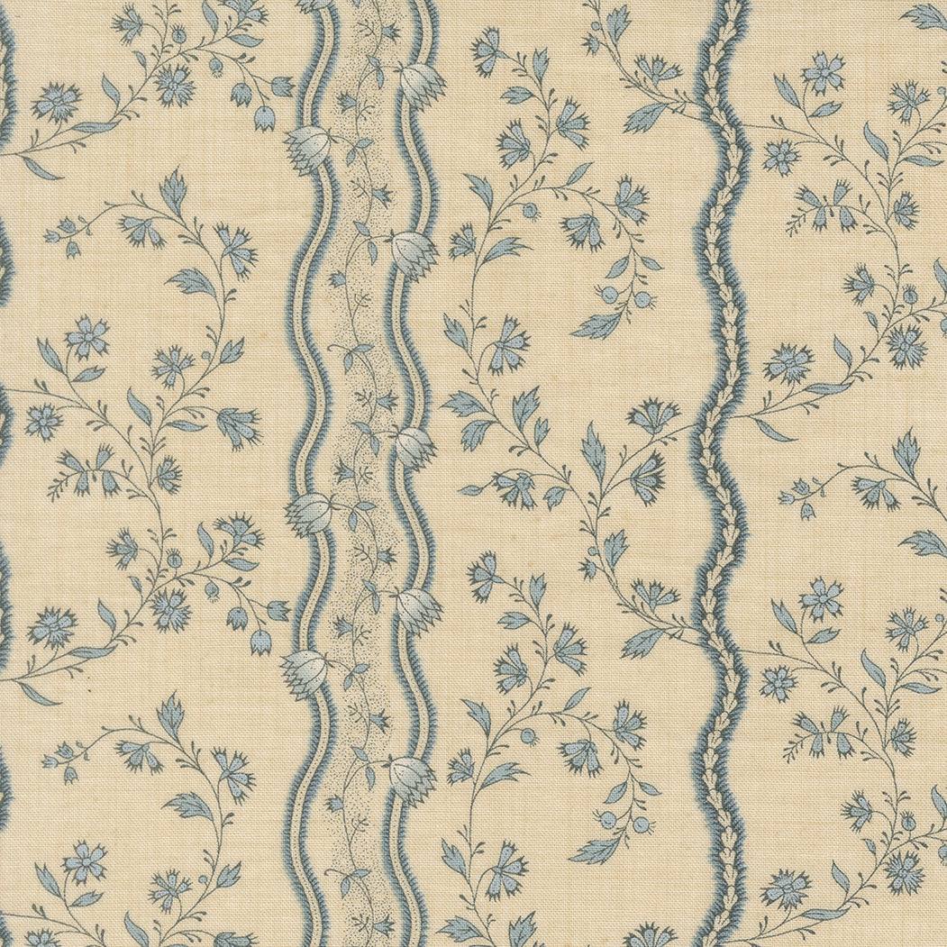 Fleur De Paris Jonquille Stripes Pearl French Blue fabric by French General for Moda Fabrics
