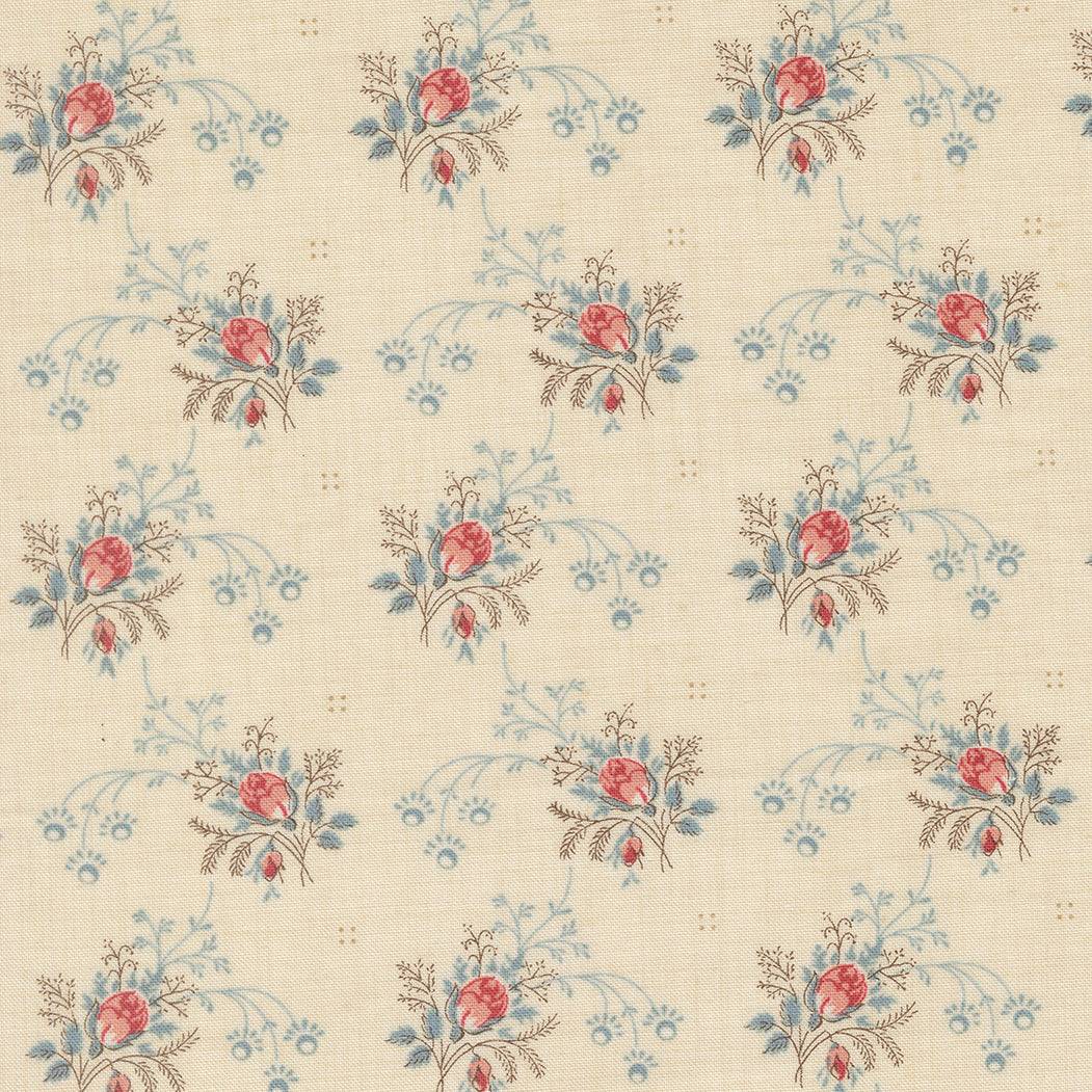 Fleur De Paris Primvere Florals Pearl fabric by French General for Moda Fabrics featuring 19th-century floral prints on soft pearl background