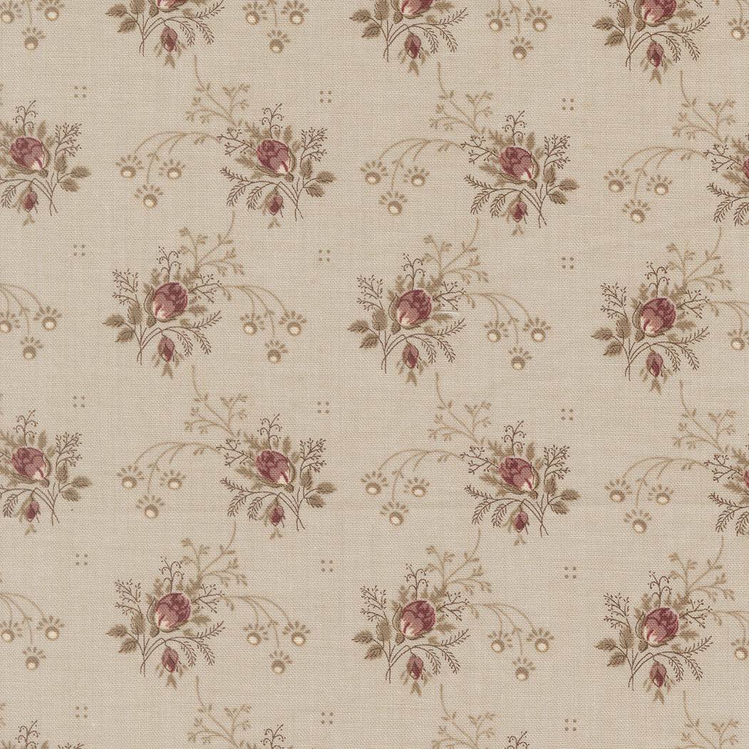 Fleur De Paris Primvere Florals Smoke fabric with 19th-century floral prints on soft pearl ground by French General for Moda Fabrics