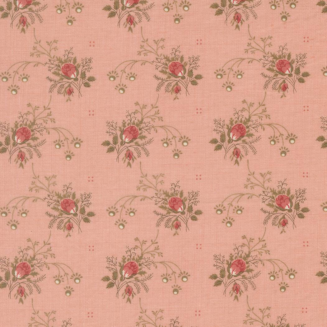 Fleur De Paris Primvere Florals Rose fabric by French General for Moda Fabrics with 19th-century floral print on pearl background