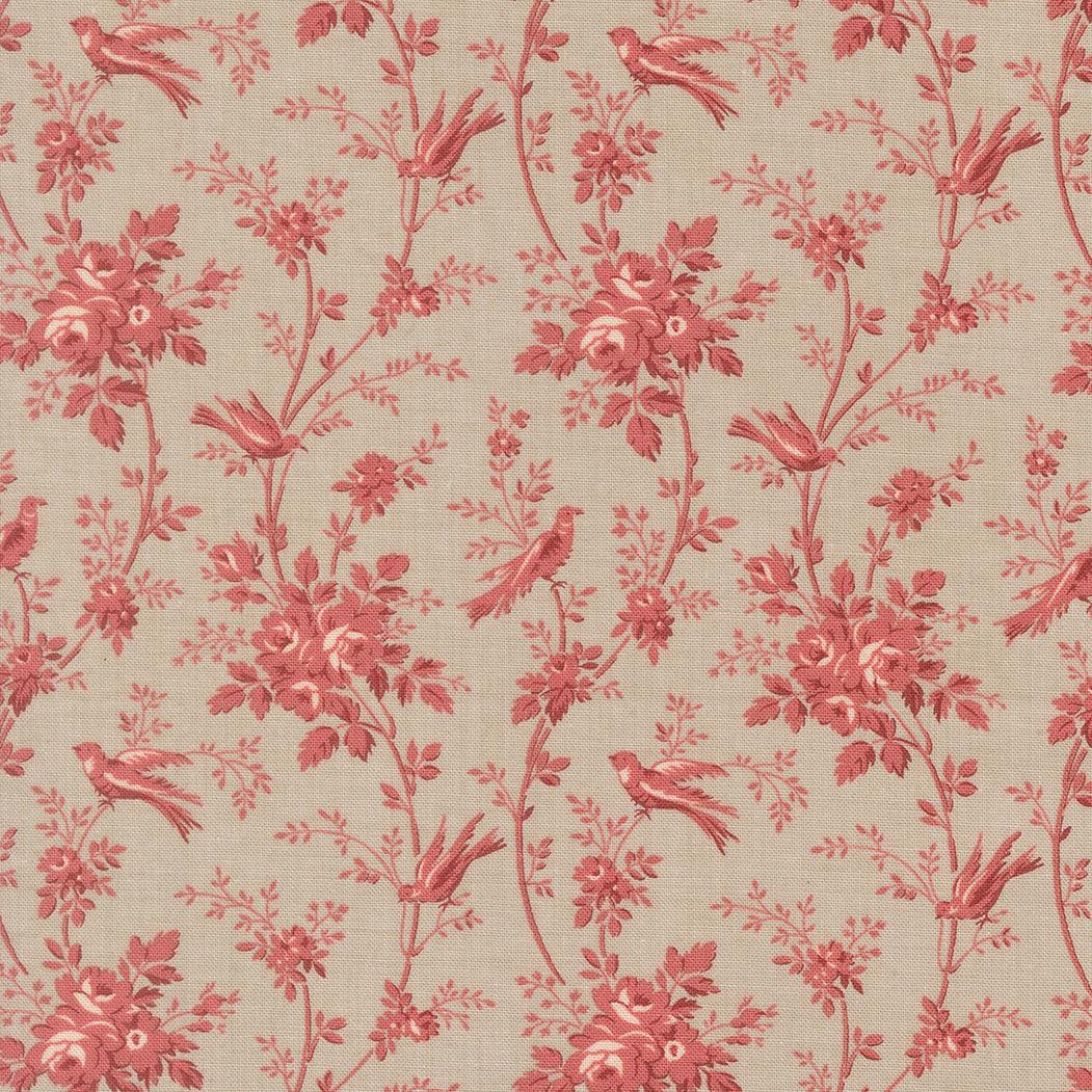 Fleur De Paris fabric with Oiseaux Florals Smoke pattern by French General for Moda Fabrics