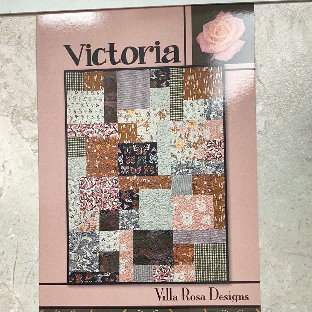 Victoria by Tamara Cook quilt pattern card by Villa Rosa Designs with floral and butterfly patchwork design