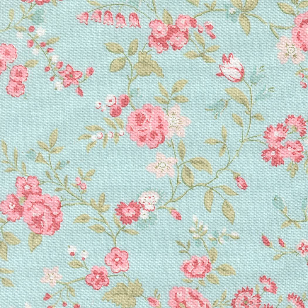 Abide Main Floral light blue fabric by Brenda Riddle Designs for Moda Fabrics, sold in half-yard increments