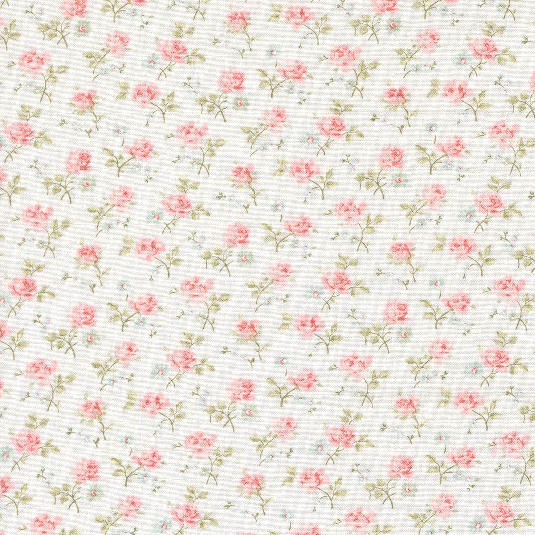 Abide Field Floral white linen fabric by Brenda Riddle for Moda Fabrics
